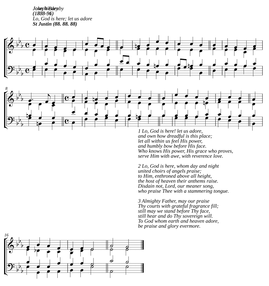 Вот Бог здесь; да поклоняемся (Lo, God is here; let us adore)