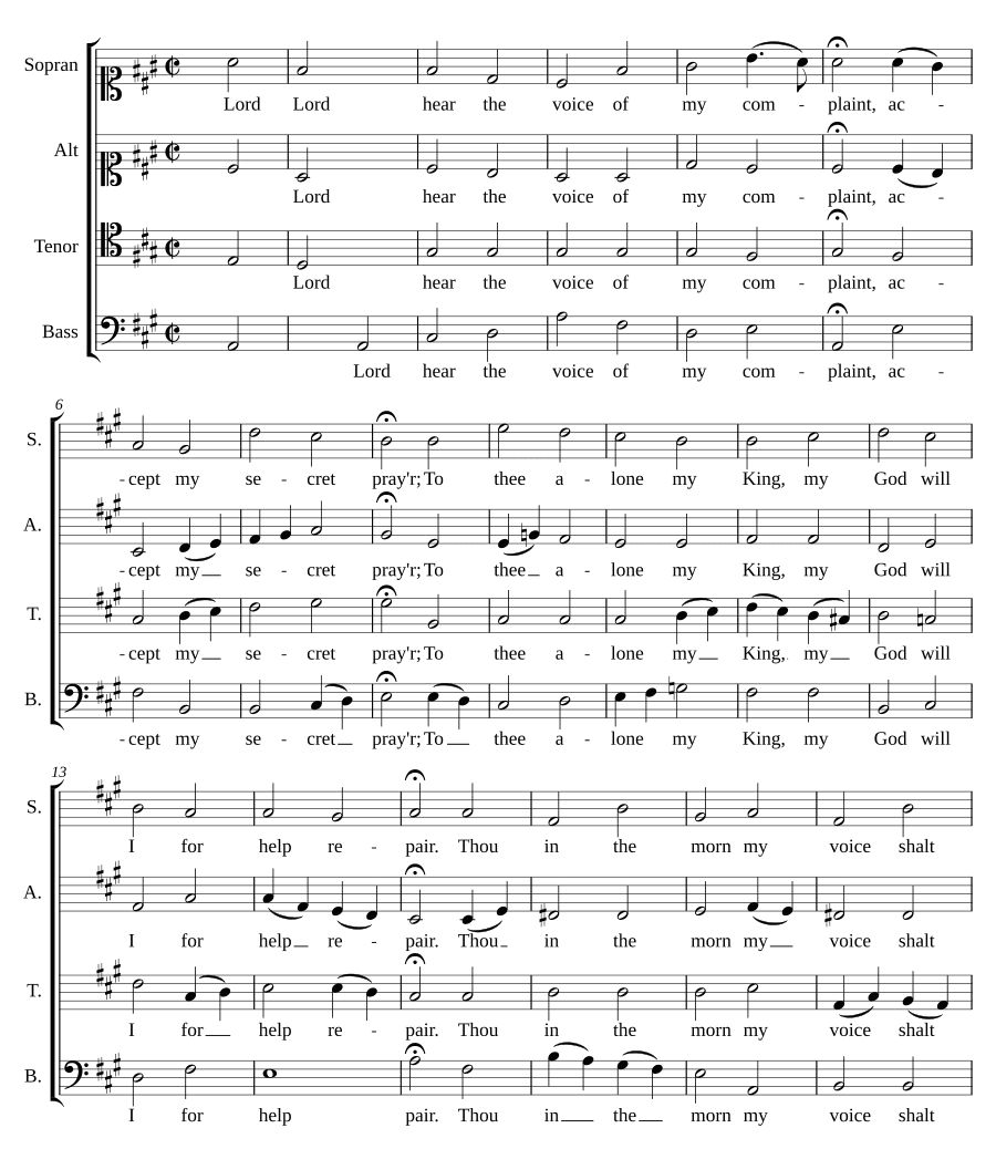 Господи, услышь голос моей жалобы (Lord hear the voice of my complaint MWV B 31)