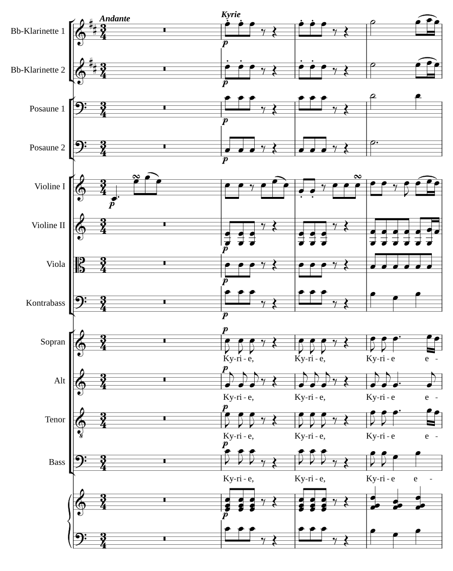 Месса № 2 до мажор (Missa No. 2 in C). Для вокала, скрипки и контрабаса
