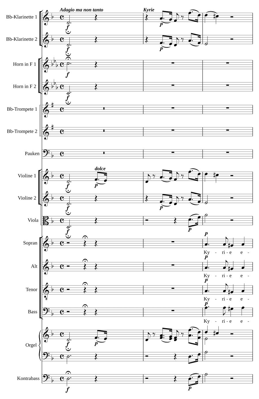 Месса № 3 ре мажор (Missa No. 3 in D). Для вокала, скрипки, контрабаса и органа
