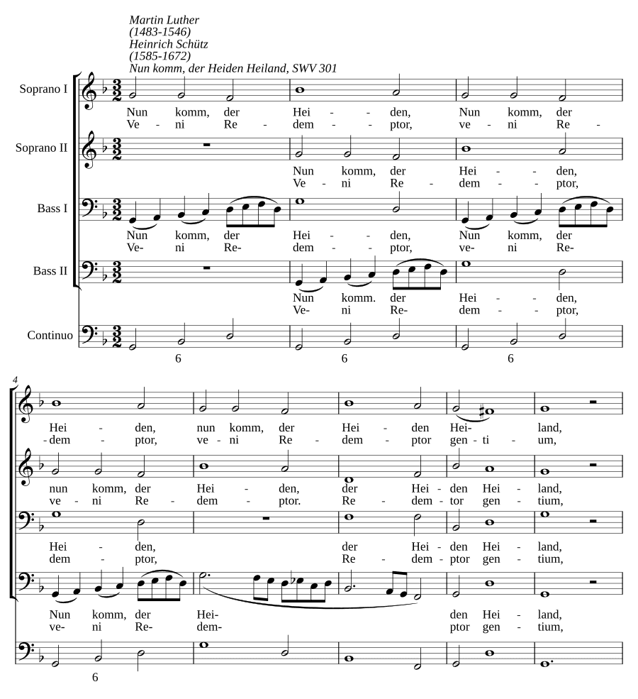 Теперь приди, Спаситель язычников, SWV 301 (Nun komm der Heiden Heiland, SWV 301)