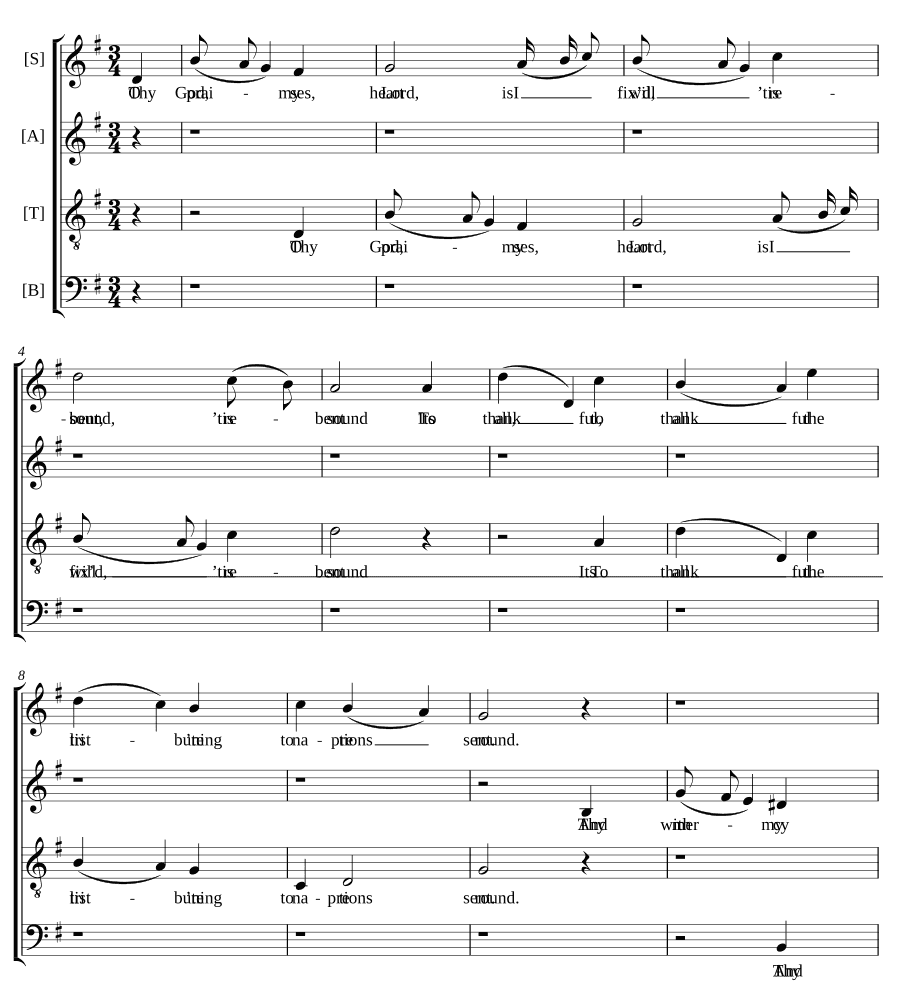 О Боже, сердце моё утвердилось (O God, my heart is fixed, 'tis bent). Из сборника «Новый набор гимнов и псалмов»