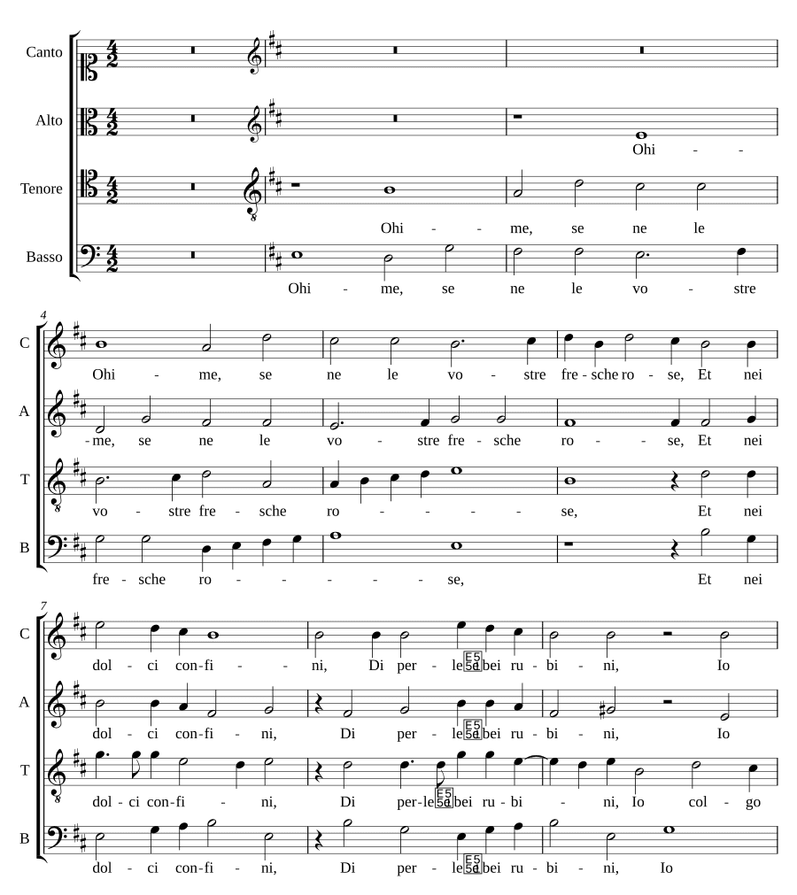 Ох, если в ваших свежих розах (Ohime se ne le vostre fresche rose)