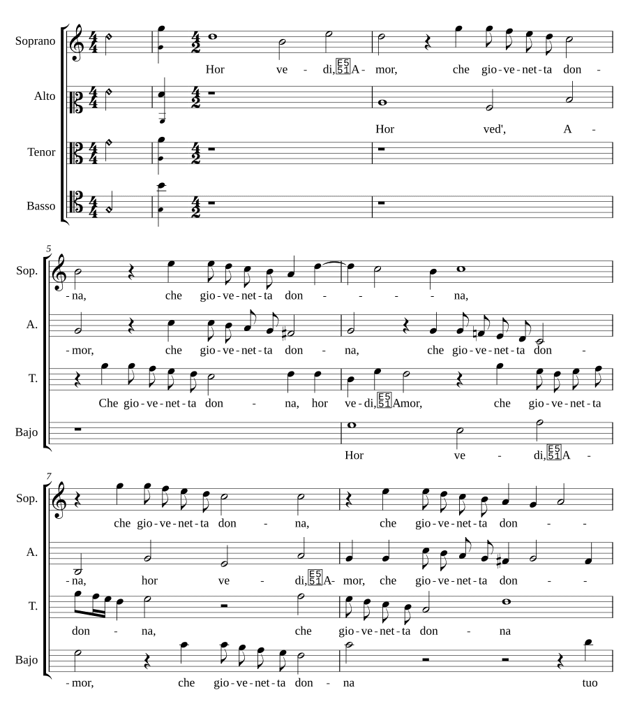 Вот, любовь, юная девушка (Or vedi, Amor, che giovinetta donna)