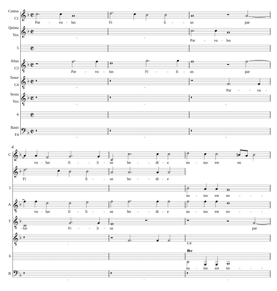 Младенец Сын сегодня рожден, на 6 голосов (Parvulus Filius hodie natus est a 6)