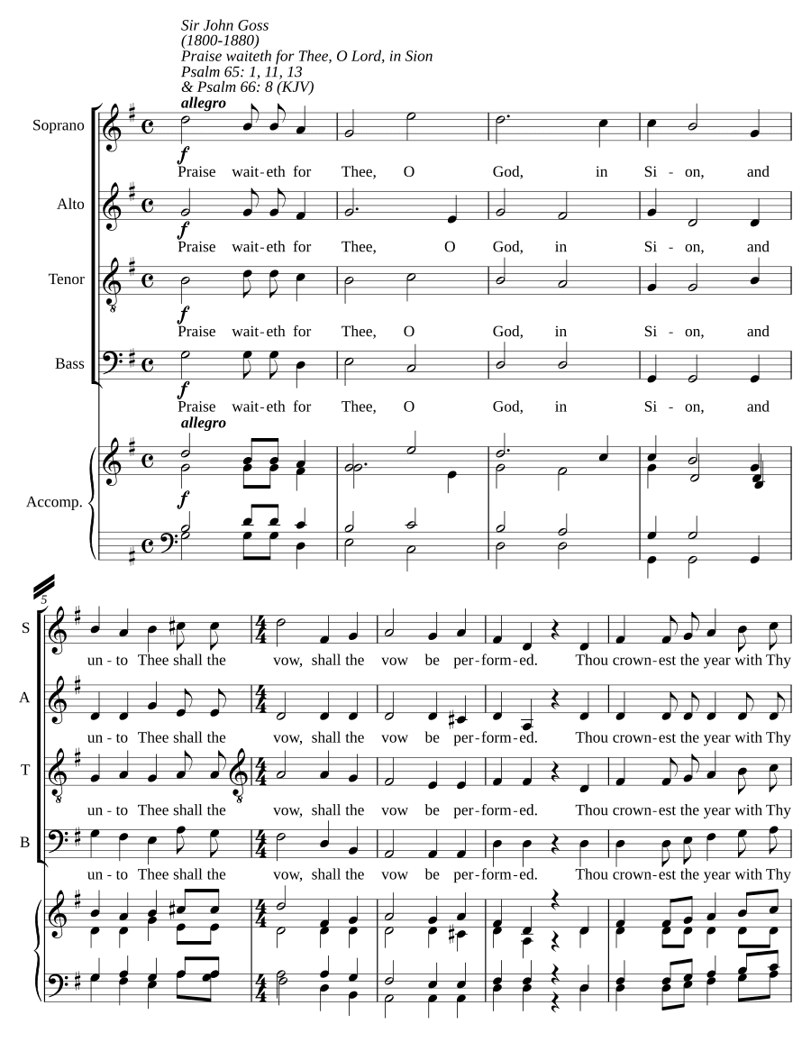 Хвала ожидает Тебя, Господи, в Сионе (Praise waiteth for thee, O Lord, in Sion)