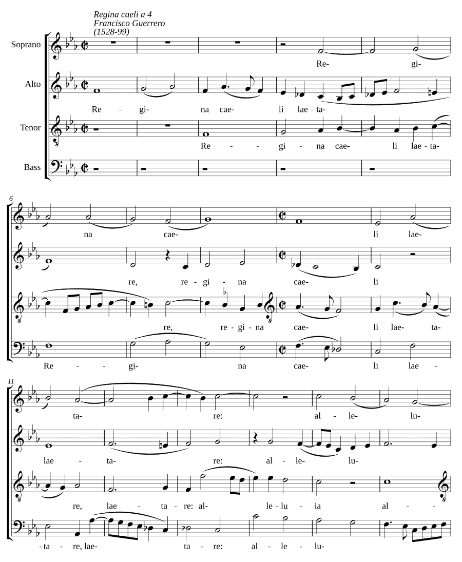 Царица небесная на 4 голоса (Regina caeli a 4)