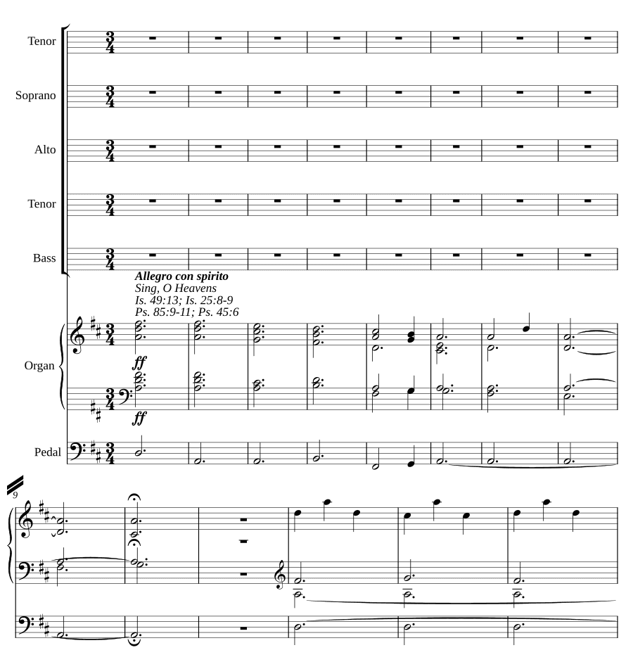 Пойте, небеса (Sing O heavens)