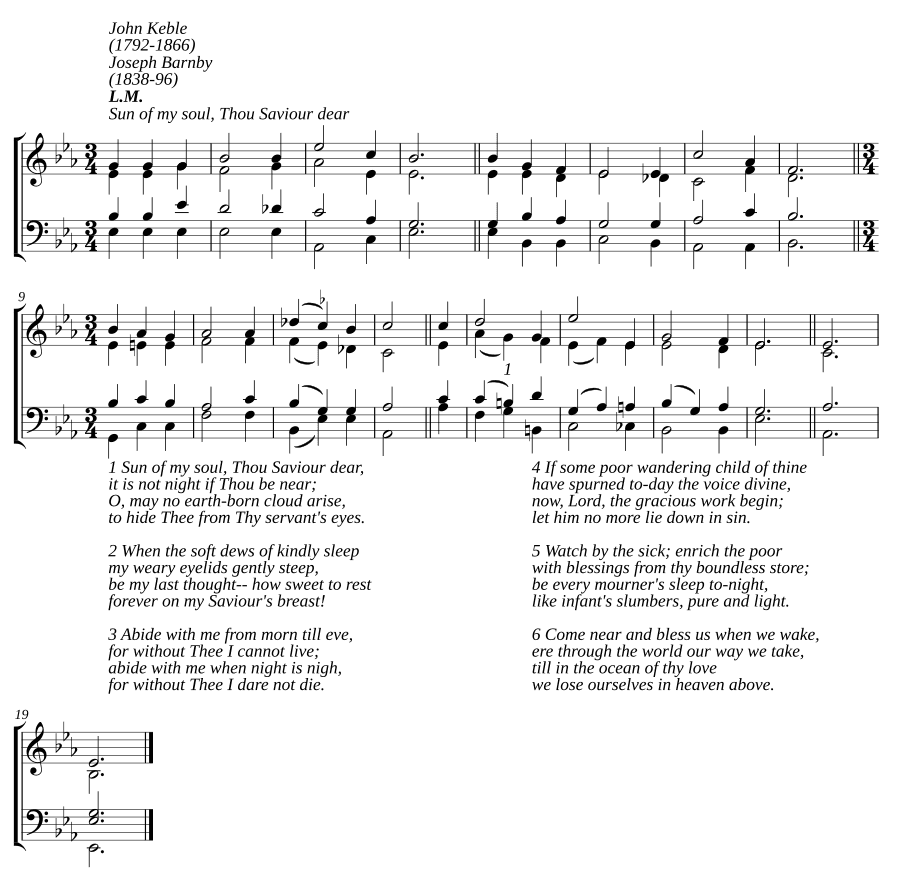 Солнце моей души, Ты дорогой Спаситель (Sun of my soul, Thou Saviour dear)