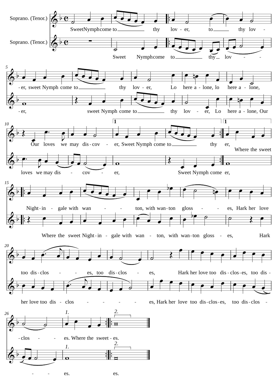 Сладкая нимфа, приди к своему возлюбленному (Sweet nymph, come to thy lover)