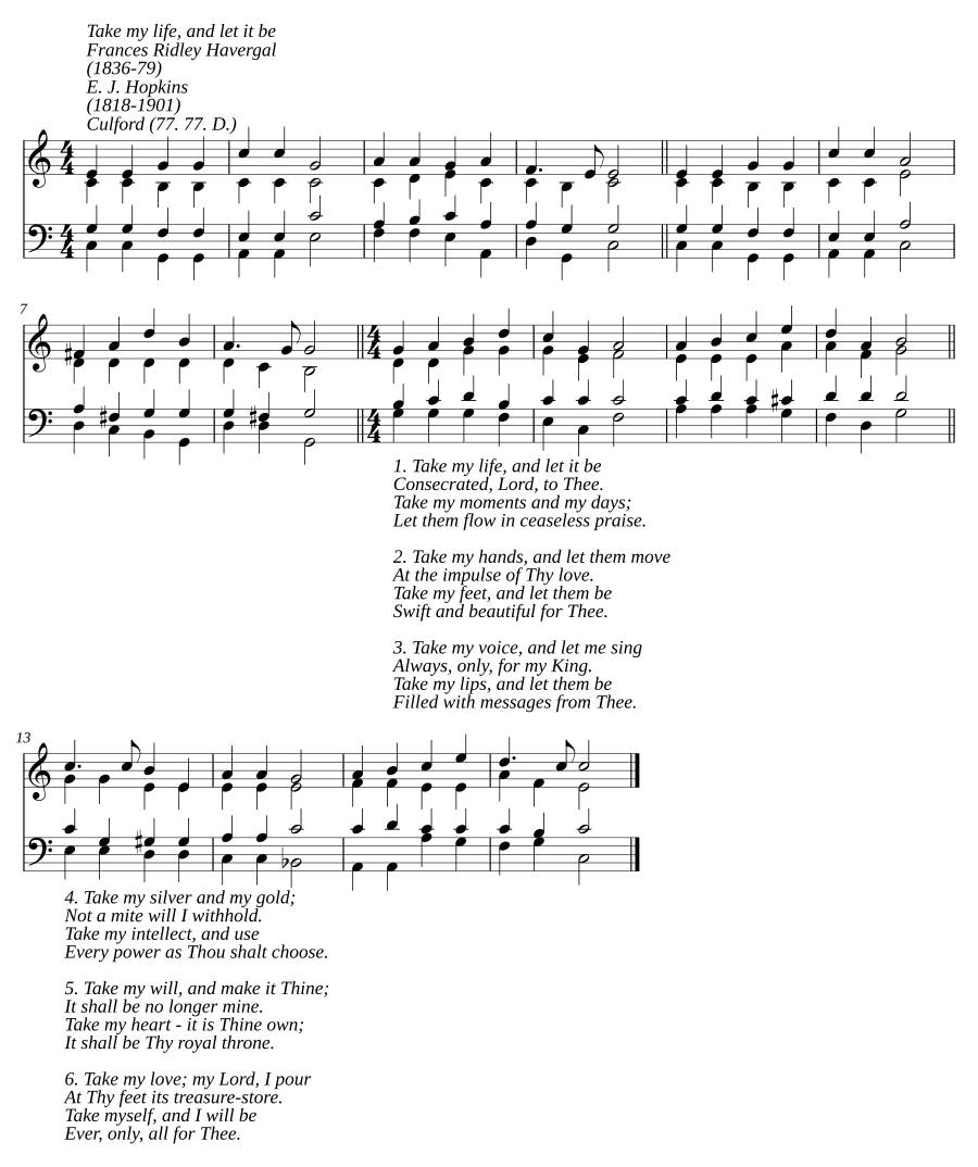 Возьми мою жизнь и пусть будет (Take my life, and let it be)
