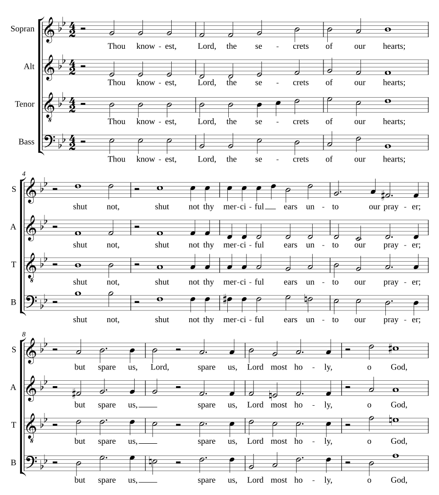 Ты знаешь, Господи, тайны сердец (Thou knowest, Lord, the secrets of our hearts, Z.58b)