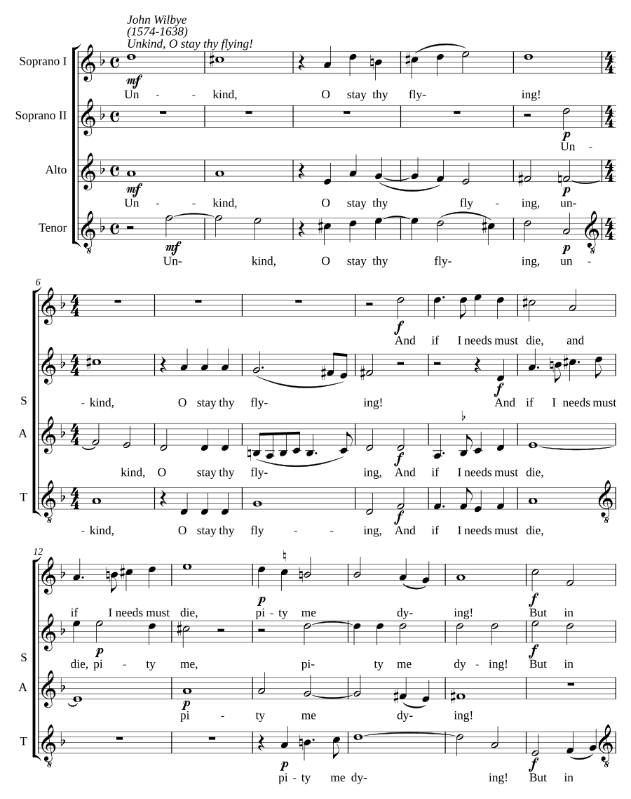 Жестоко, о, остановись, не улетай (Unkind, O stay thy flying)