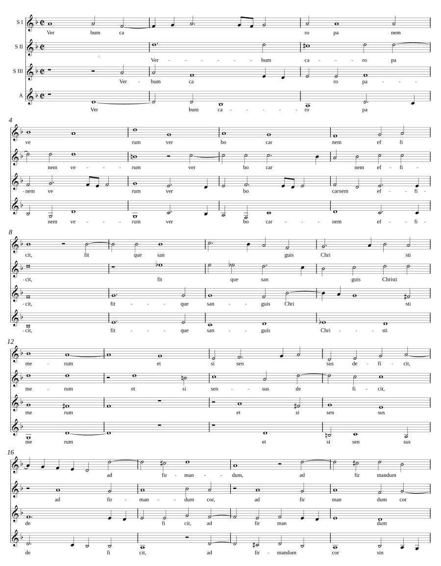 Слово плоть, истинный хлеб, на 4 голоса (Verbum caro panem verum a 4)