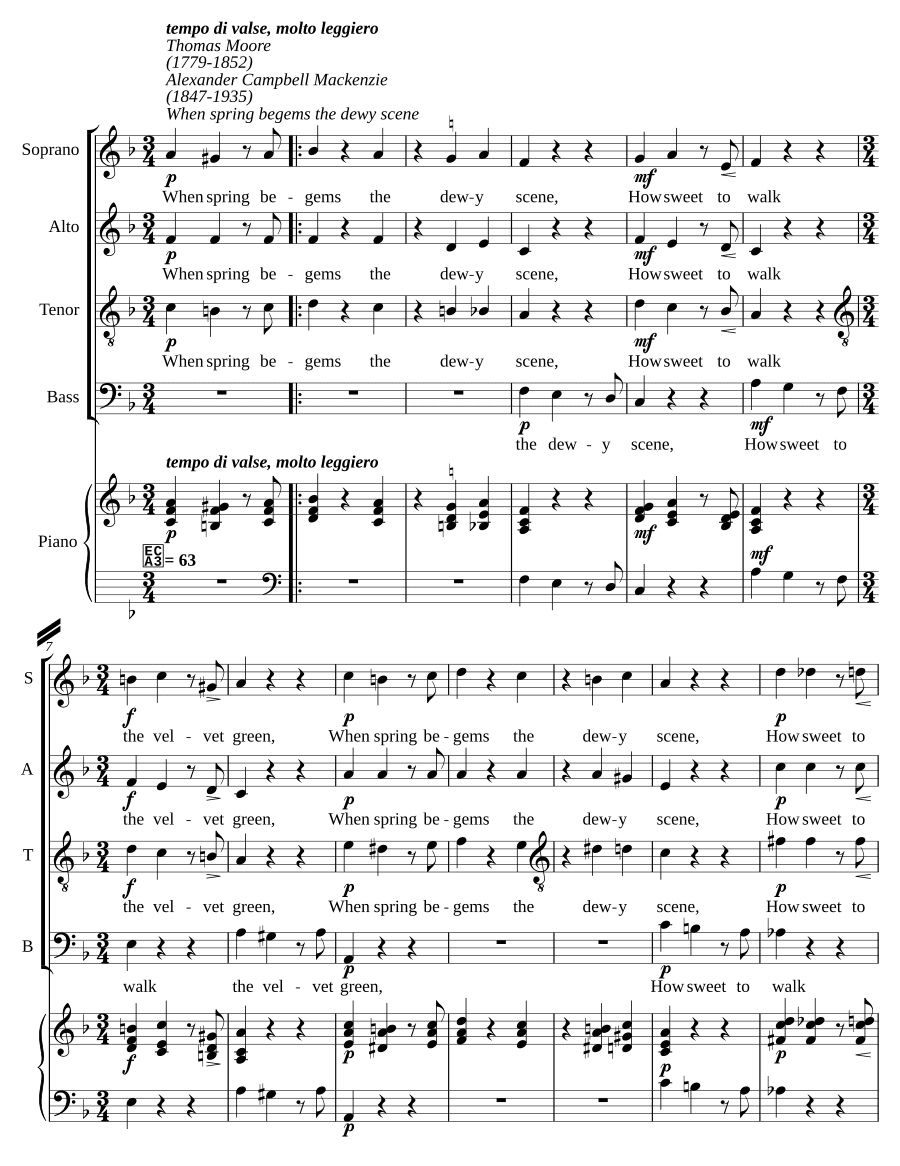 Когда весна украшает росистую сцену, соч. 8, № 4 (When spring begems the dewy scene, Op.8, no.4)