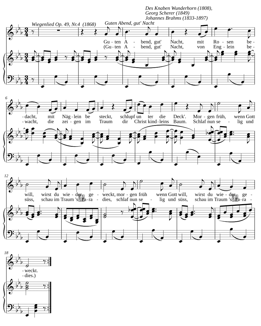 Колыбельная, соч. 49, № 4 (Wiegenlied, Op. 49, No. 4)
