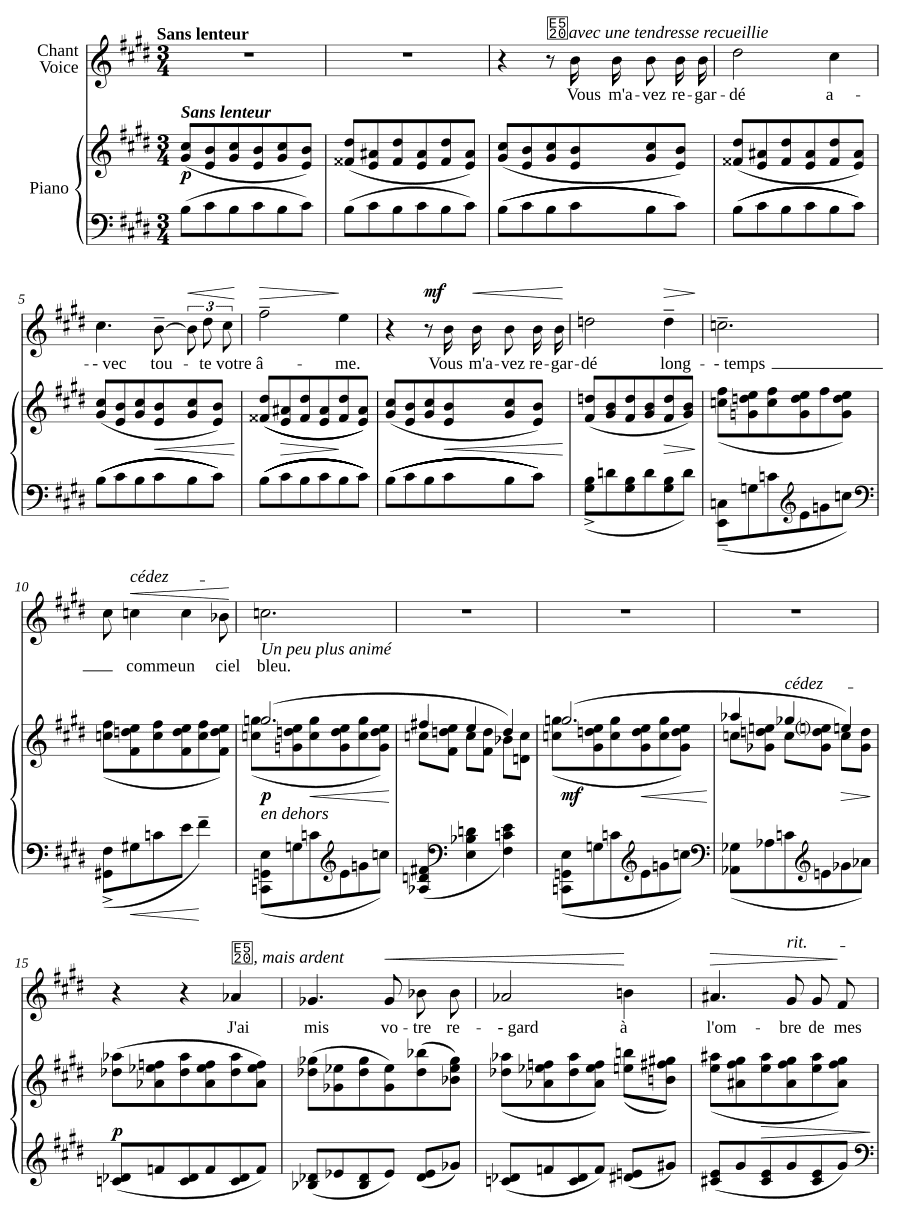 Вы взглянули на меня всей душой (Vous m’avez regardé avec toute votre âme). Просветы в небе