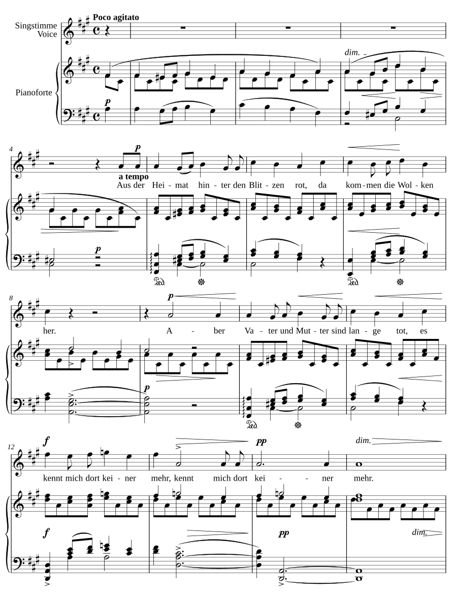 На чужбине (In der Fremde). 6 песен, соч. 3