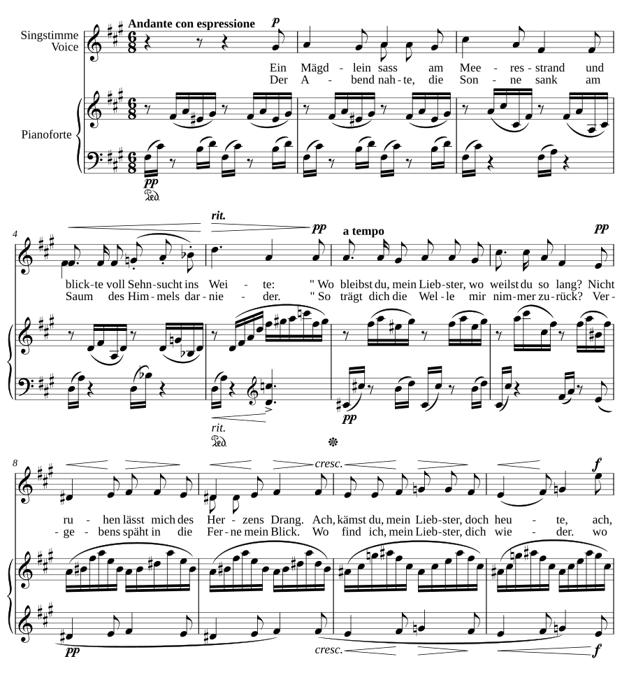 Верная любовь (Treue Liebe). 6 песен, соч. 7