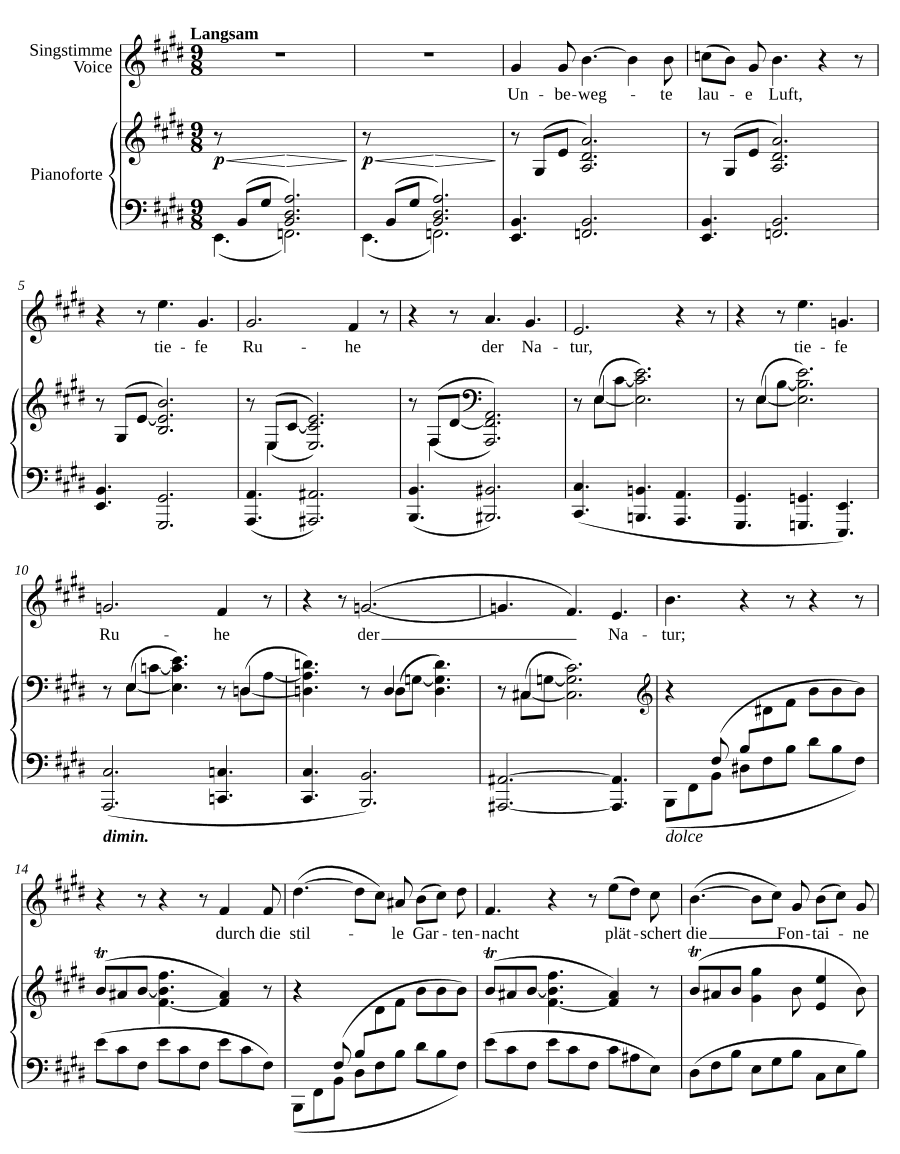 Недвижный тёплый воздух (Unbewegte laue Luft). 8 песен и напевов, соч. 57
