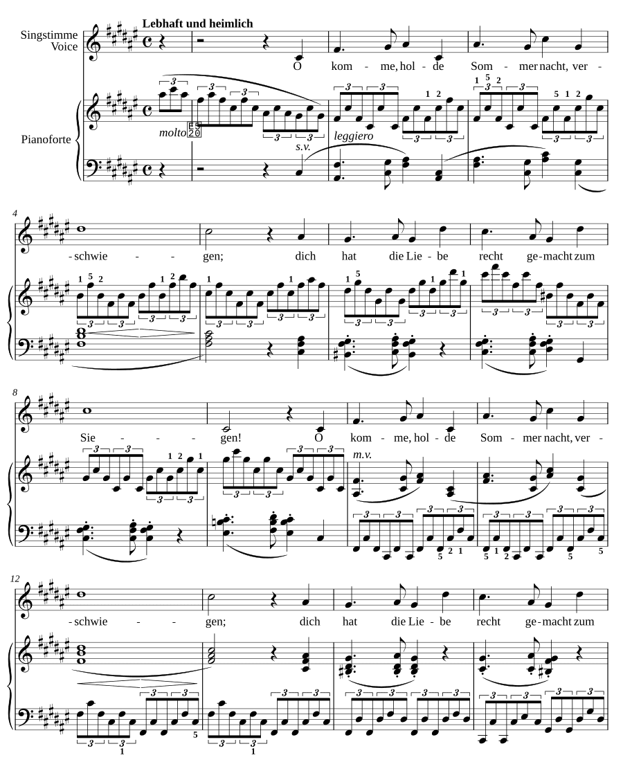 О, приди, отрадная летняя ночь (O komme, holde Sommernacht). 8 песен и напевов, соч. 58
