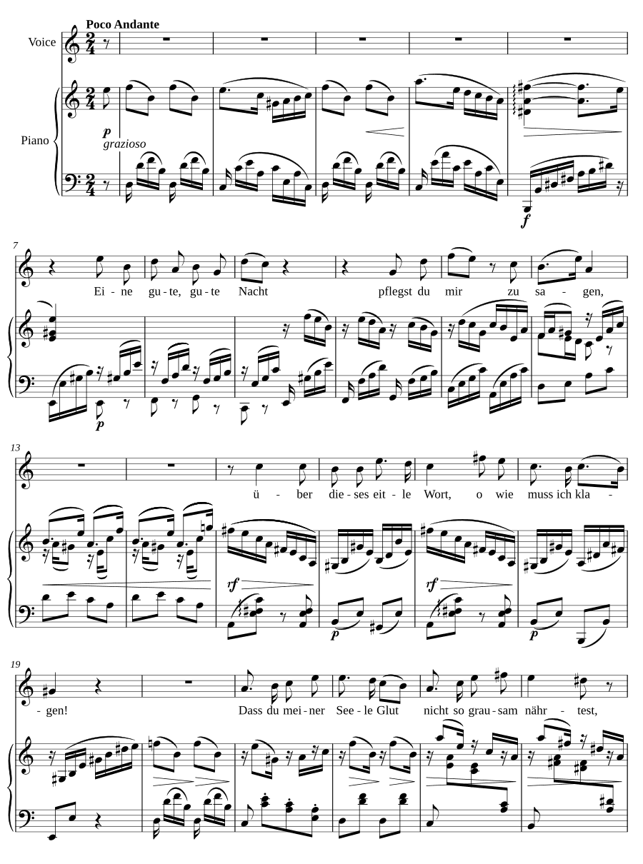 Доброй, доброй ночи (Eine gute, gute Nacht). 8 песен и напевов, соч. 59