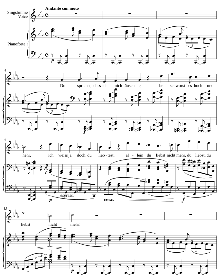 Ты говоришь, что я обманулся (Du sprichst, dass ich mich täuschte.). 9 песен и напевов, соч. 32