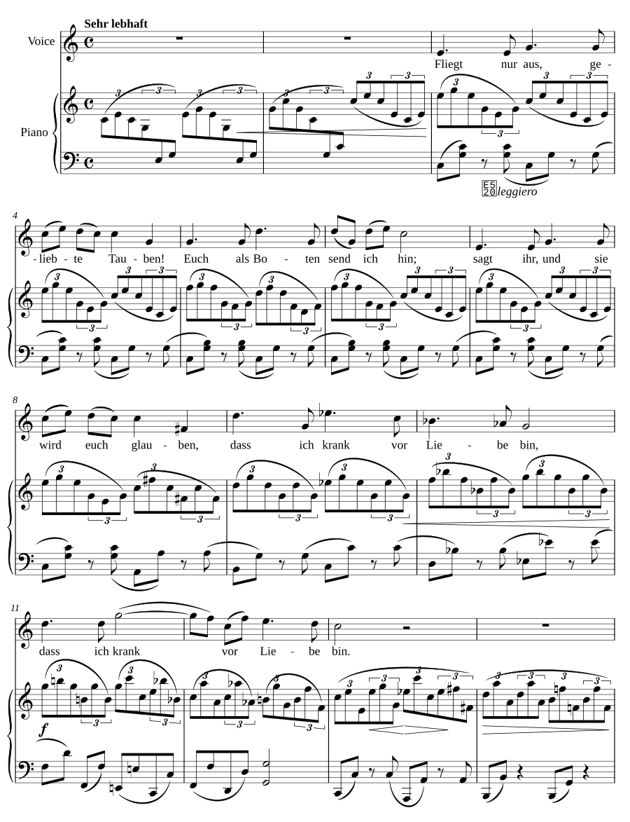 К голубям (An die Tauben). 9 песен и напевов, соч. 63