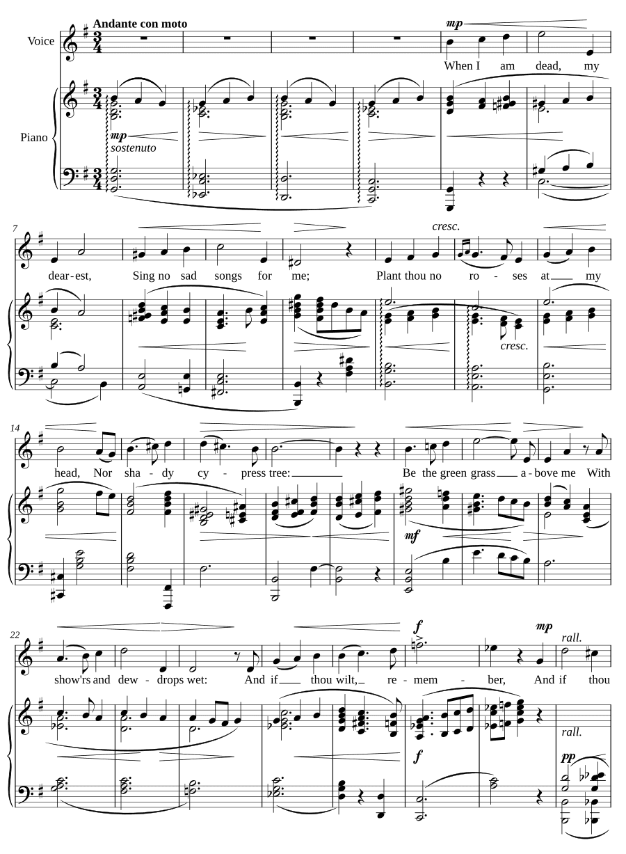 Когда умру я, дорогая (When I am dead, my dearest). 6 песен скорби, соч. 57