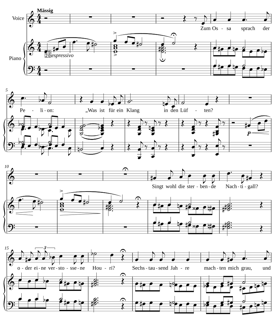 Пелион сказал Оссе (Неслыханно) (Zum Ossa sprach der Pelion (Unerhört)). 6 песен, соч. 5