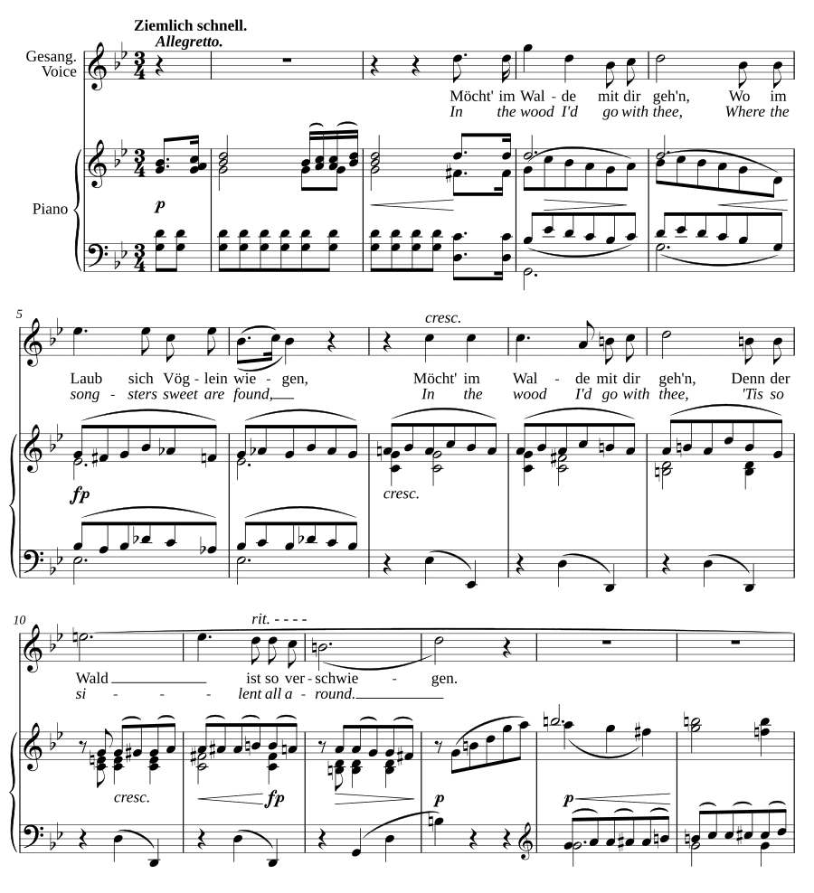 Хотел бы с тобой пойти в лес (Möcht’ im Walde mit dir geh’n). Песни любви, соч. 4