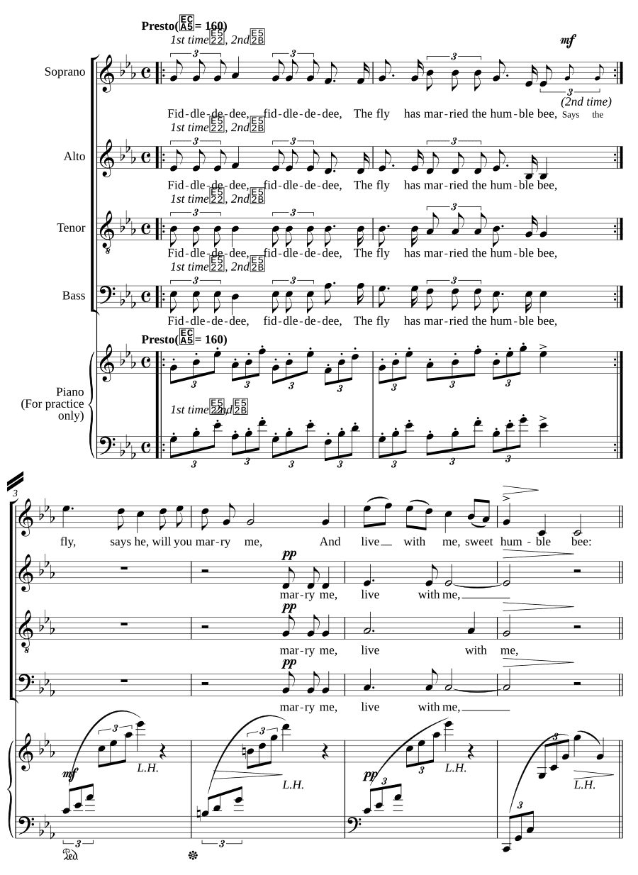Муха и шмель (The fly and the humble bee). 8 новых детских песенок, соч. 23