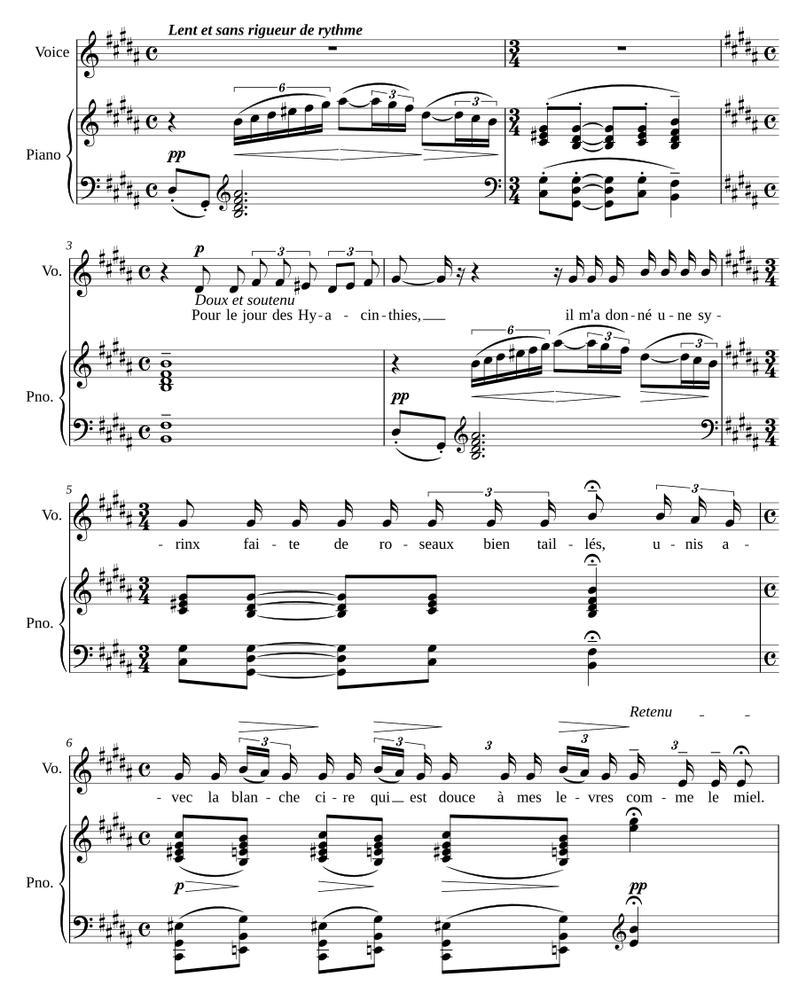 Флейта Пана (La flûte de Pan). Три песни Билитис