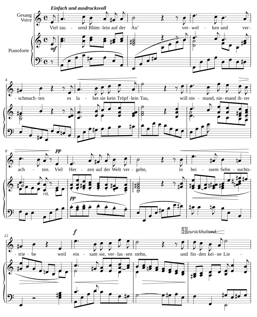 Тысячи цветов на лугу (Viel tausend Blümlein auf der Au’). 4 песни, соч. 1
