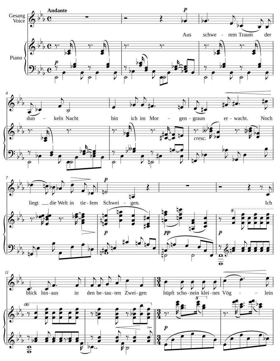Песня ночи (Lied der Nacht). 4 песни, соч. 18