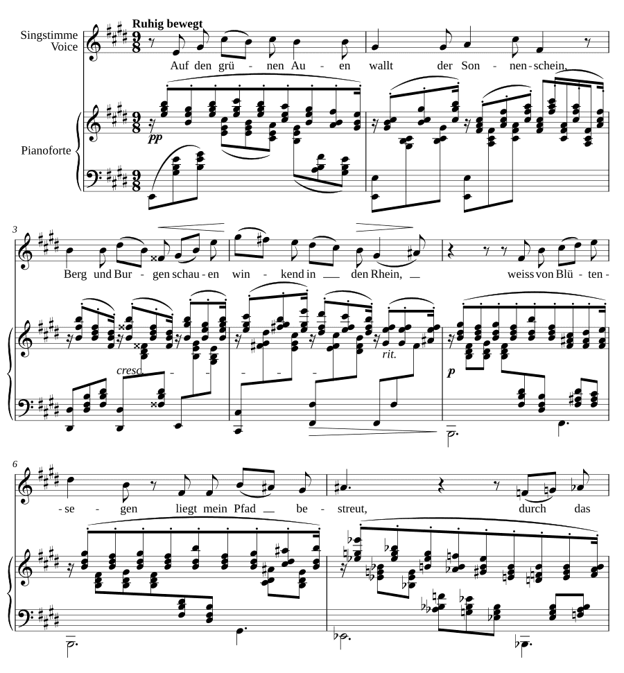 На зелёных лугах (Auf den grünen Auen). 5 песен, соч. 4