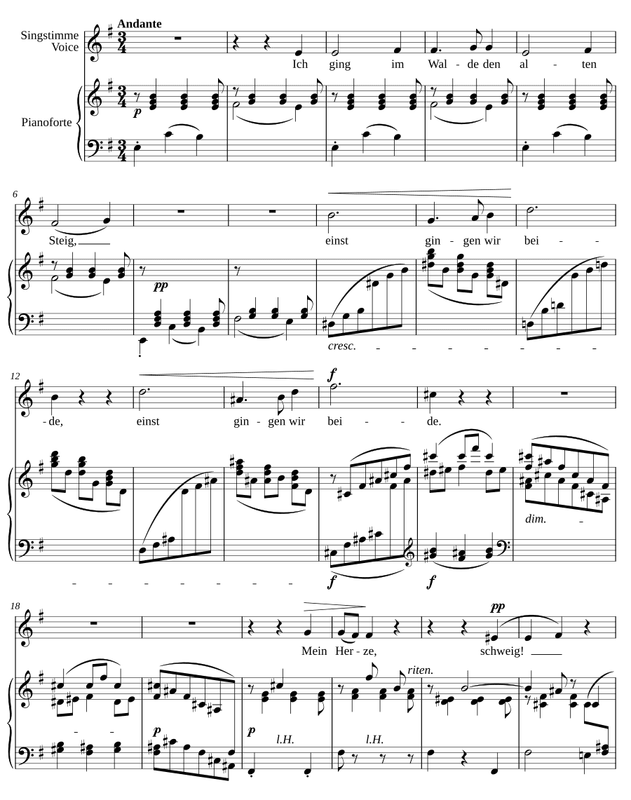 Шёл я лесом старой тропой (Ich ging im Walde den alten Steig). 5 песен, соч. 4