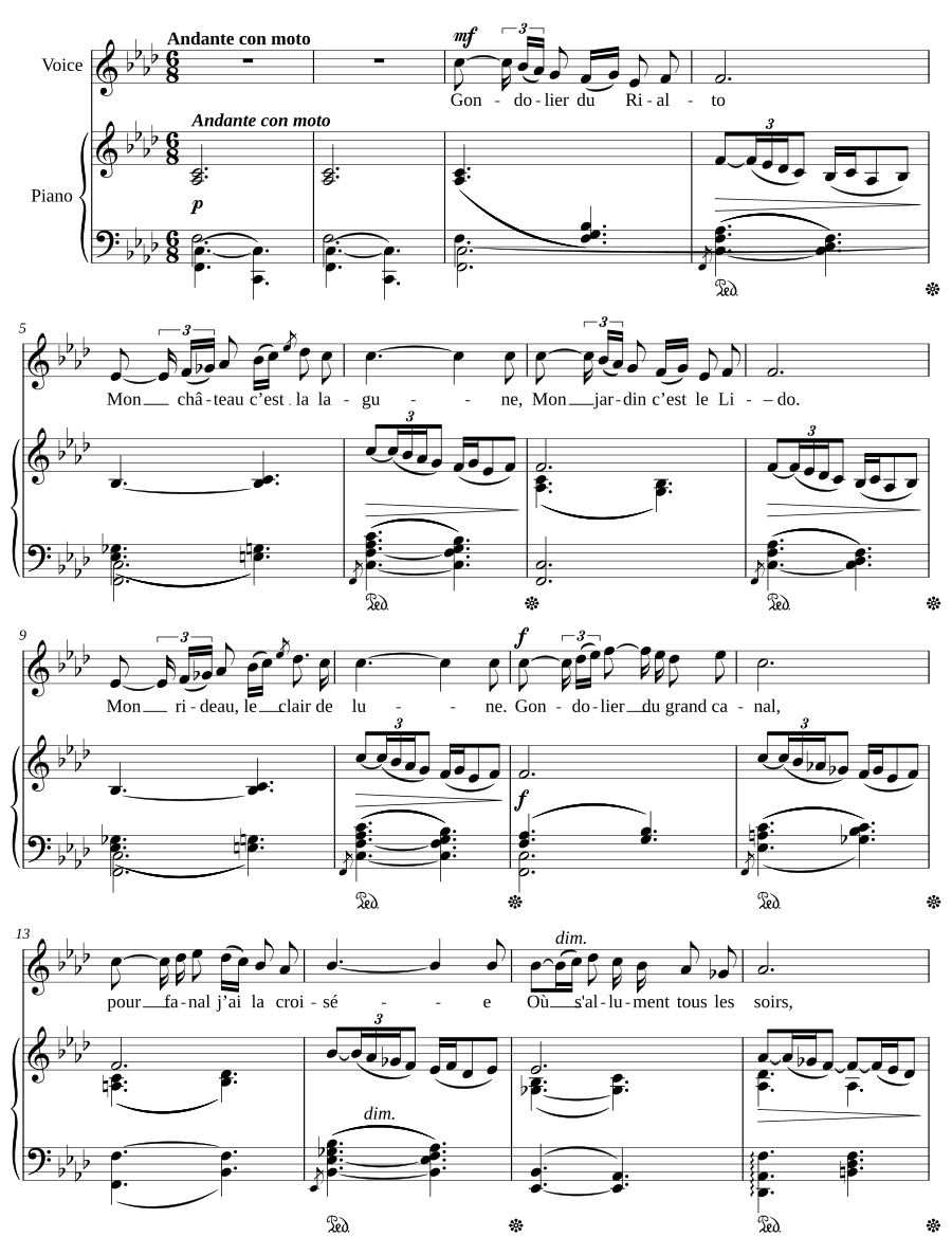 Баркарола (Barcarolle). 3 песни, соч. 7