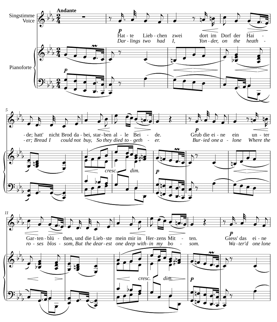Народная песня (Volkslied). 6 песен, соч. 14