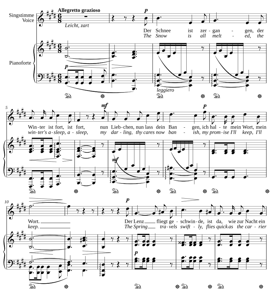 Снег растаял (Der Schnee ist zergangen). 6 песен, соч. 6