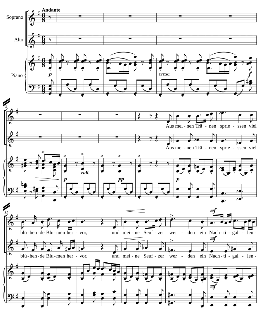 Песня соловья (Das Lied der Nachtigall). 3 дуэта, соч. 11