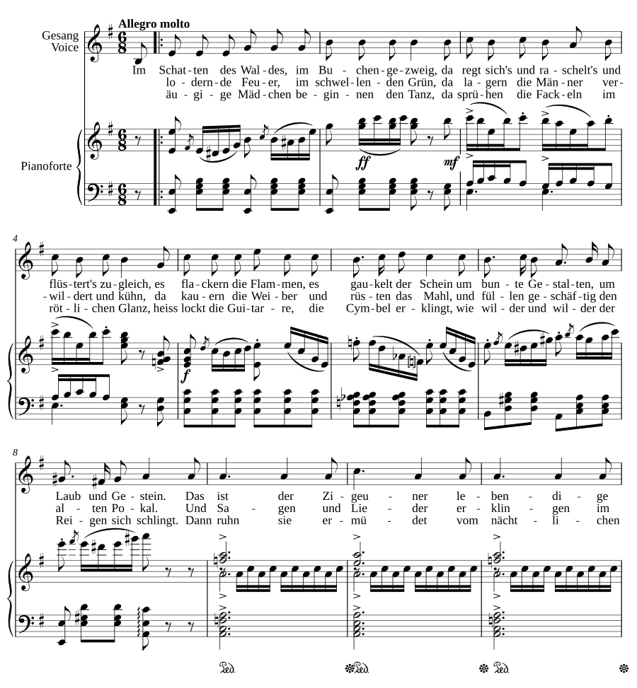 Цыгане (Die Zigeuner). 6 песен, соч. 7