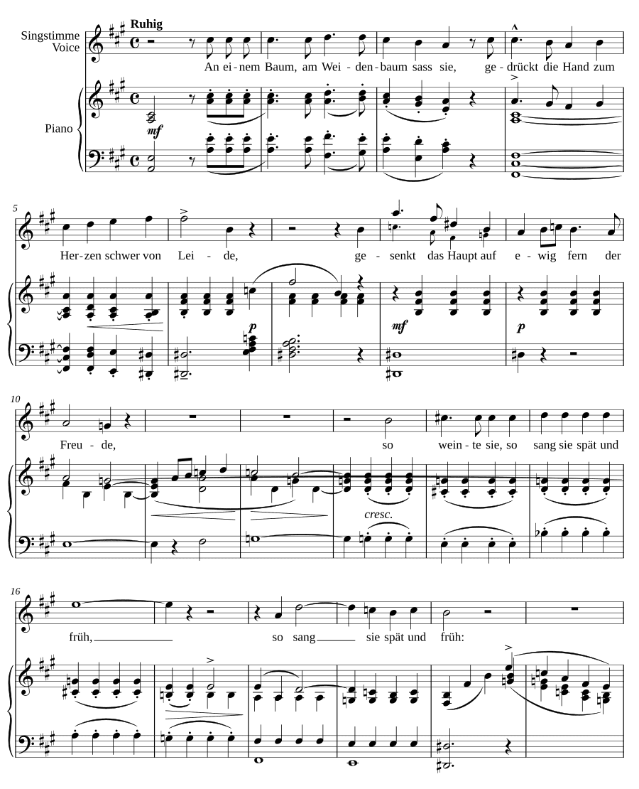 Песня Дездемоны (Lied der Desdemona). Песни юности