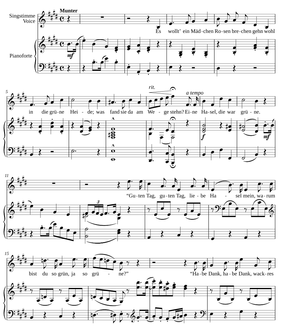 Девушка и куст орешника (Das Mädchen und die Haselstaude). Песни юности