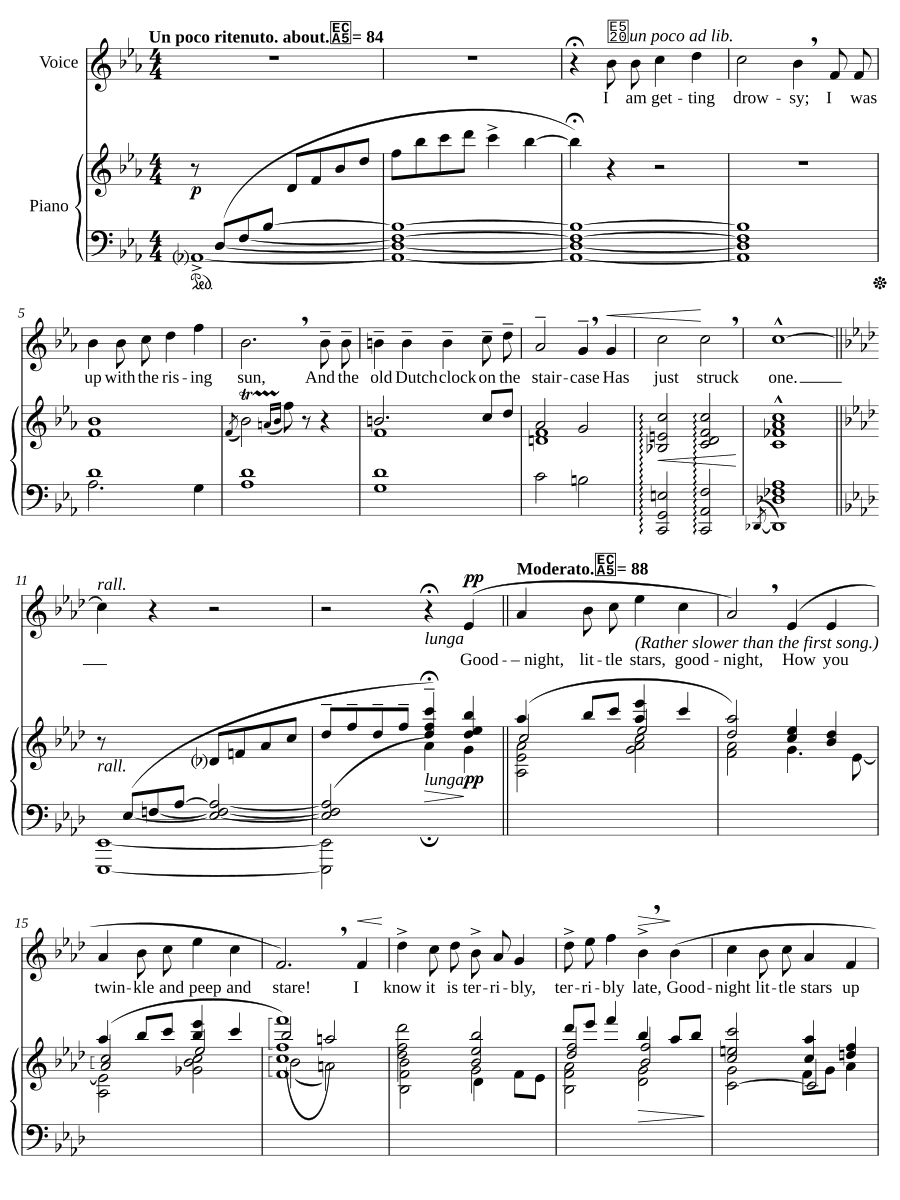 Спокойной ночи, звёздочки (Good-night little stars). Песни «Флэппер»