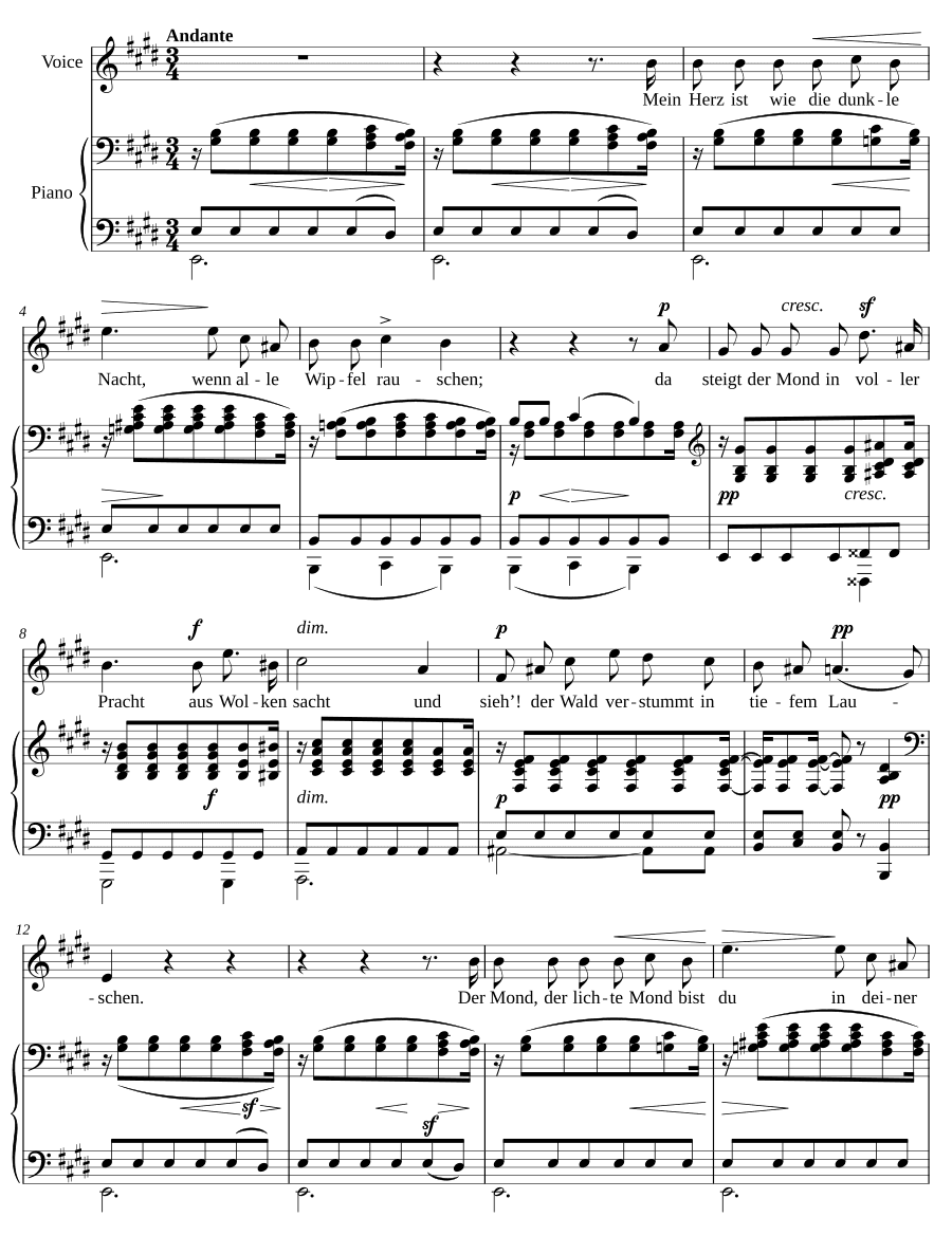 Луна (Der Mond, MWV K 122). 6 песен, соч. 86