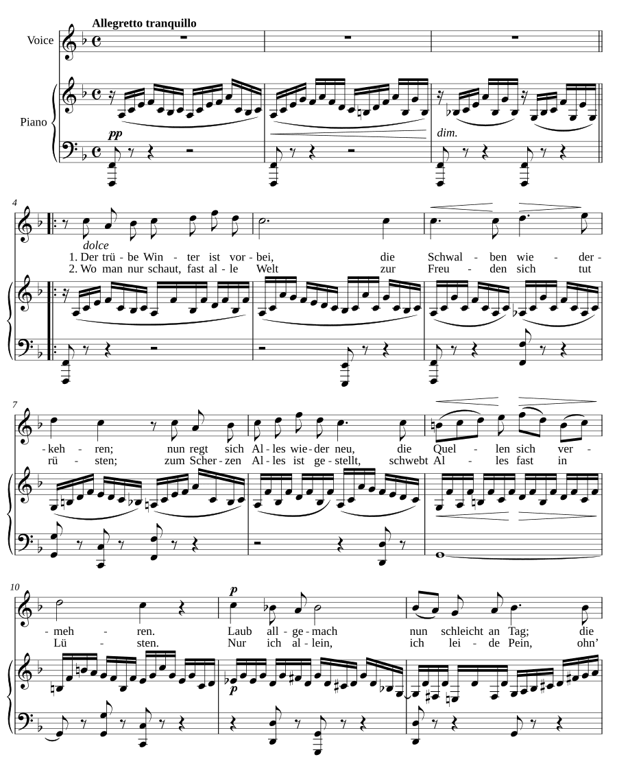 Старонемецкая весенняя песня (Altdeutsches Frühlingslied, MWV K 127). 6 песен, соч. 86