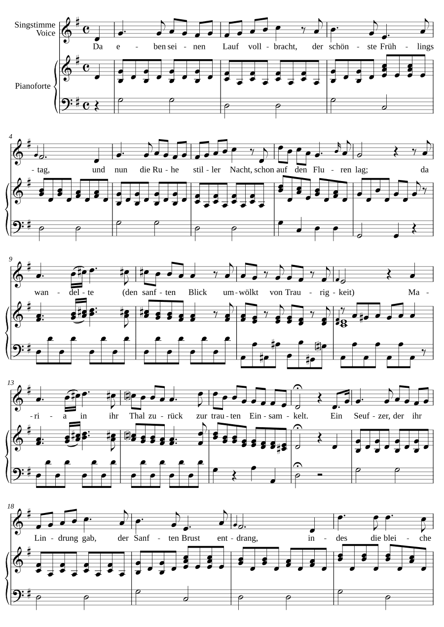 Едва свершив свой круг (Da eben seinen Lauf verbracht). 12 песен, 1786