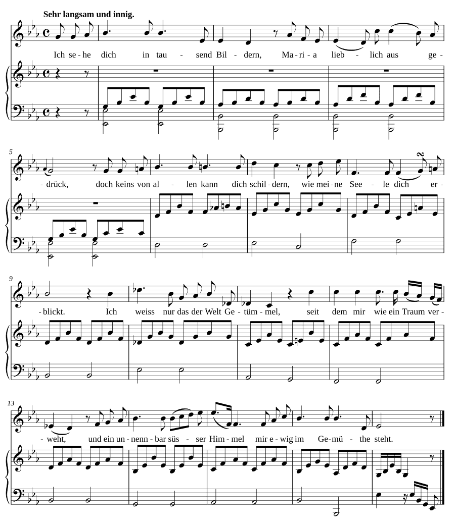 К Марии (из духовных песен Новалиса) (An Maria (aus Novalis geistlichen Liedern)). 12 песен, соч. 3