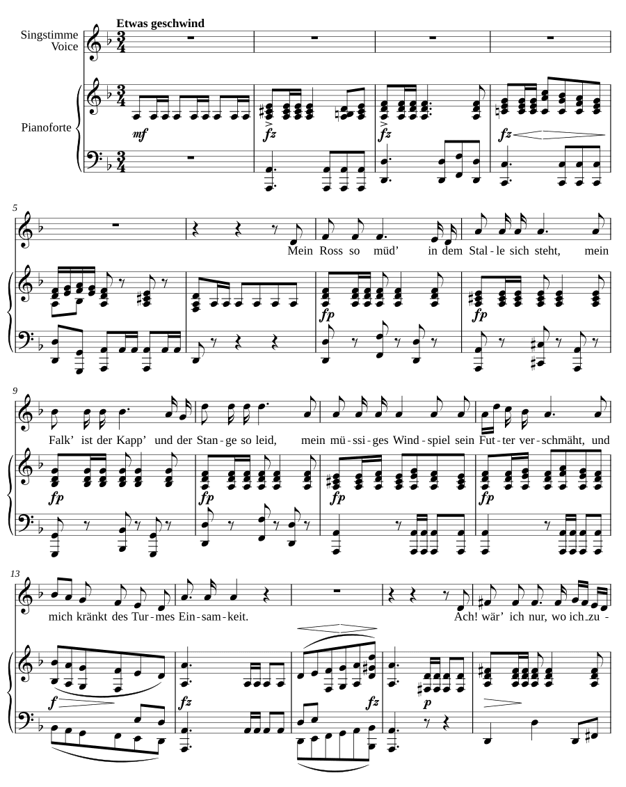 Песня пленного охотника (Lied des gefangenen Jägers, D.843). Соч. 52